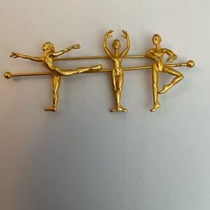 Gold Ballet Ballerina Dancer Brooch Pin